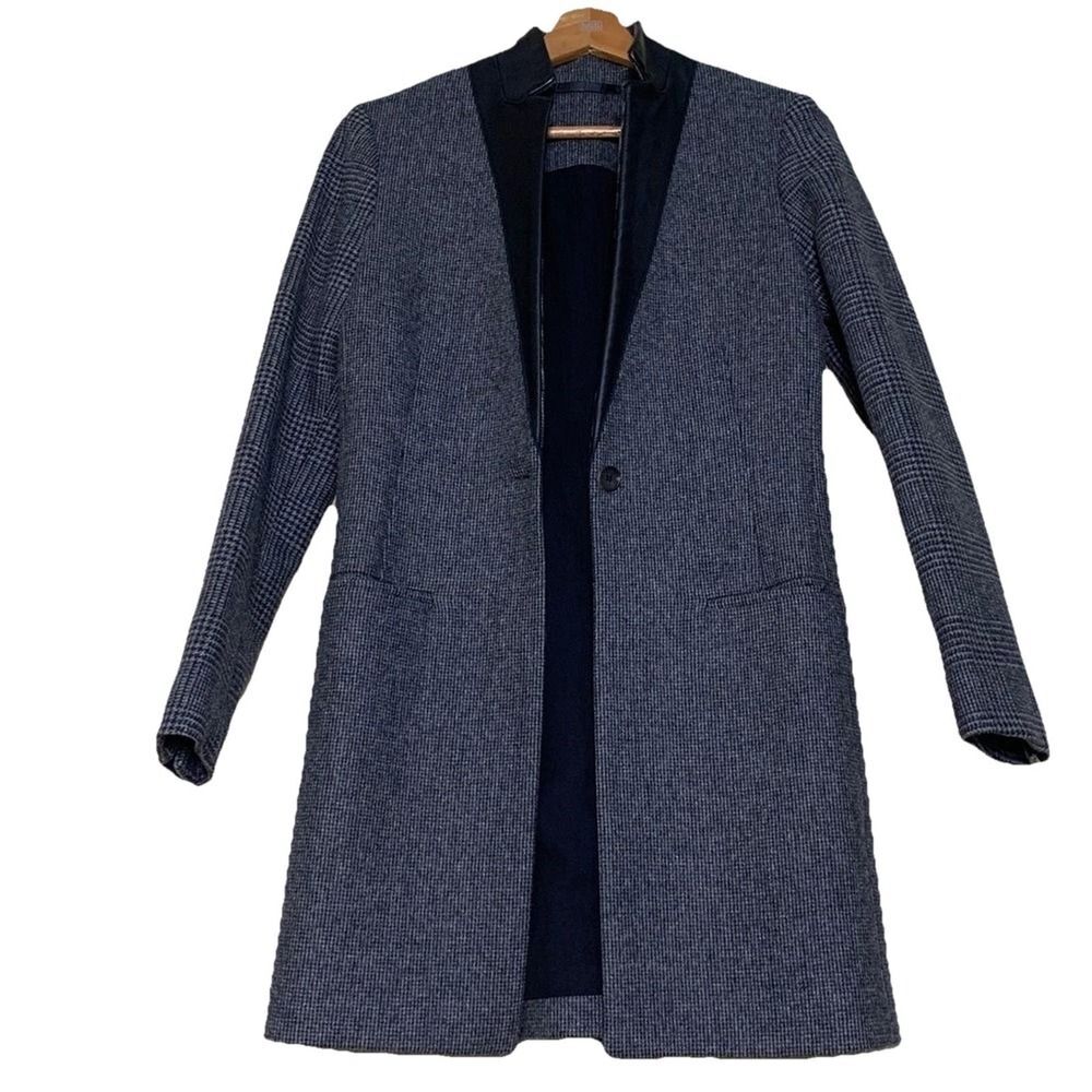 AllSaints Lorie Tula Wool Coat Gray Leather Trim Italian Cloth Women's 4